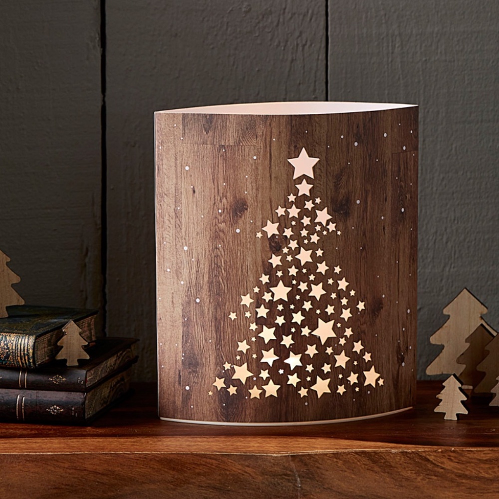 Festive Christmas tree and stars paper lantern NWT